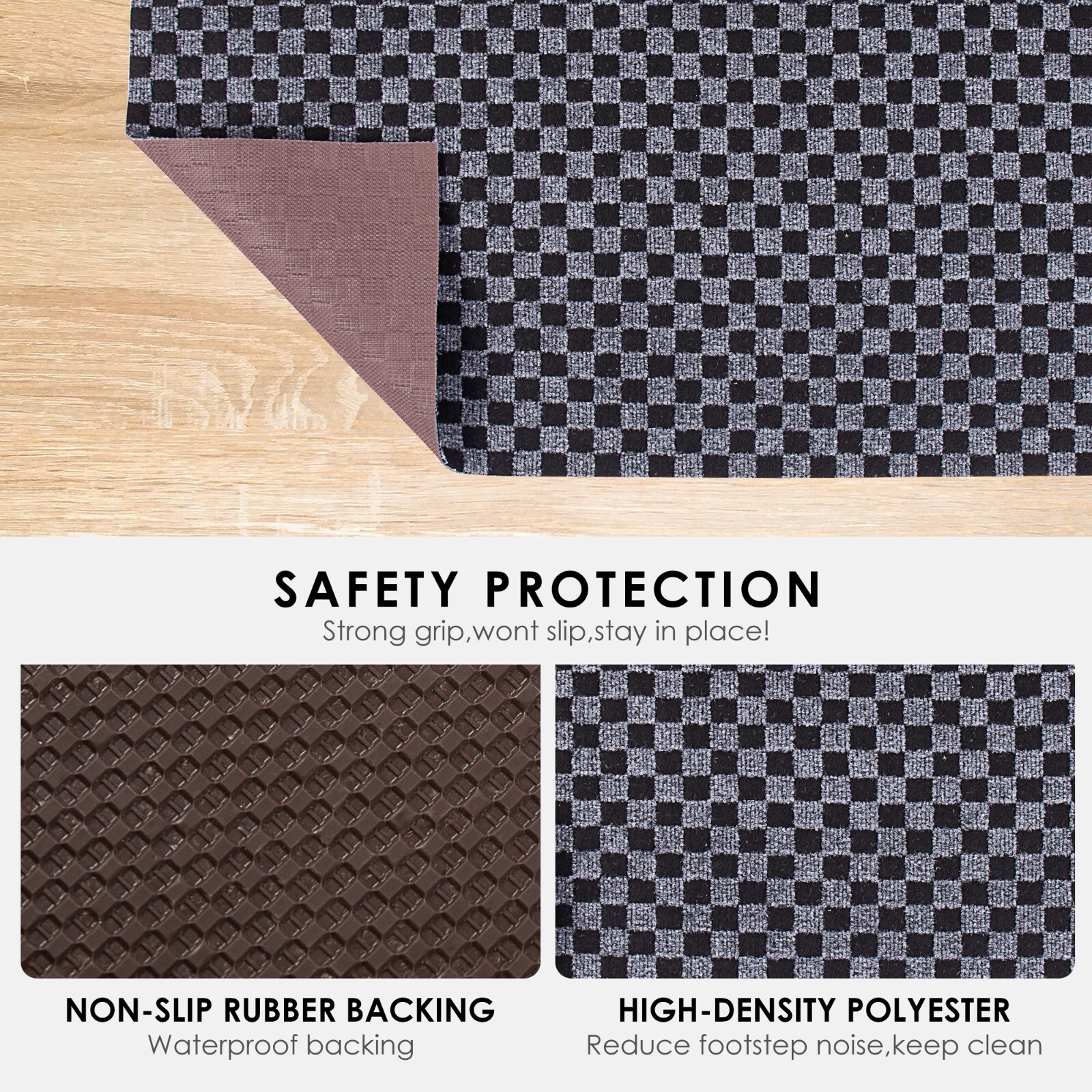 Runner Rug 2 x 6, 3 x 10 ft Hallway Non Slip Rubber Rugs for Kitchen Carpet