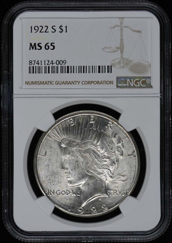 1922-S Peace Dollar S$1 NGC MS65