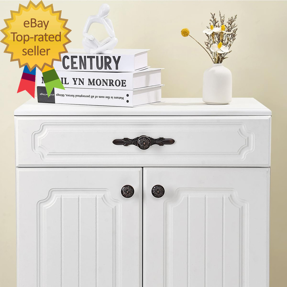 10 Pack Oil Rubbed Bronze Cabinet Pulls Knobs- 1.22" Knob & 5.8" Plate