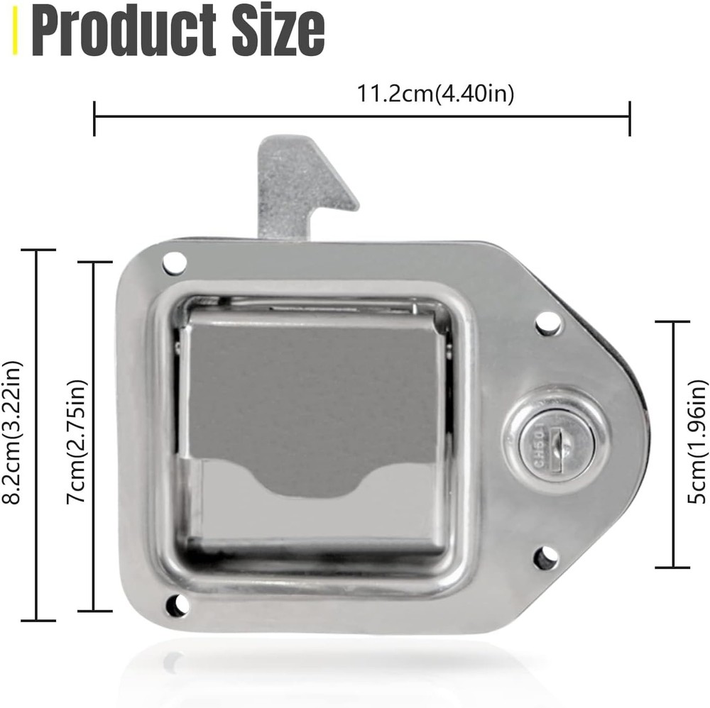 YESHMA 2Pcs Truck Tool Box Latch Toolbox Paddle Lock 2 Pieces, Silver