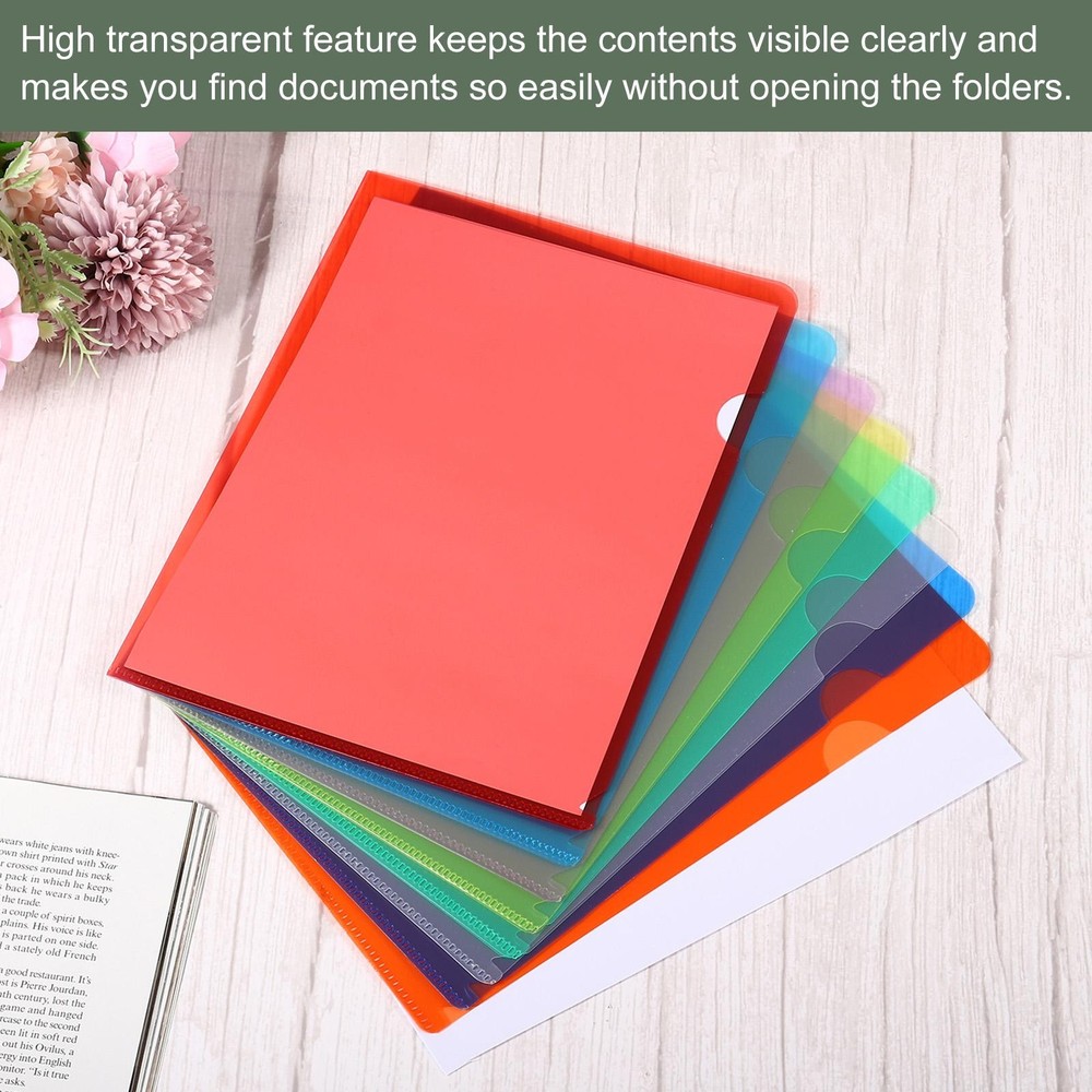 24 Pack L Type Folder, A4 Size Clear Pockets Plastic Sleeves Protectors(Orange)