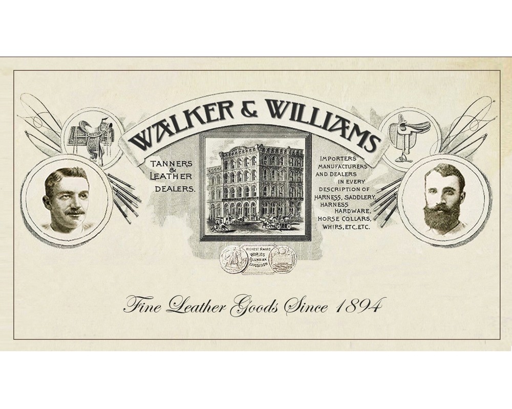 Walker & Williams DLX-282 Black Leather Padded Strap with Embossed Tooling