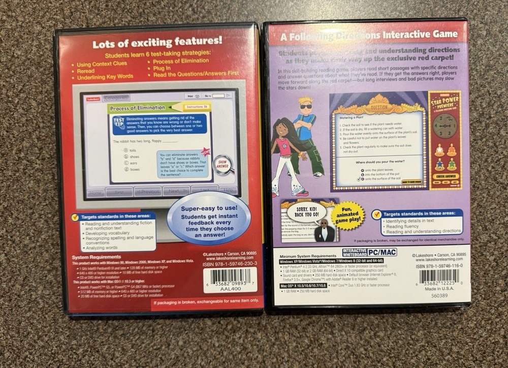 Lot 8 Lakeshore Interactive Educational Games Lot PC/Mac CD Rom Elementary