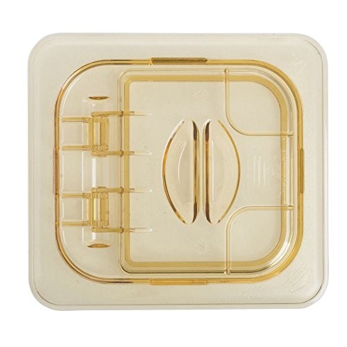 Cambro 60HPL772 Amber 1/6 Size Solid Flip Lid