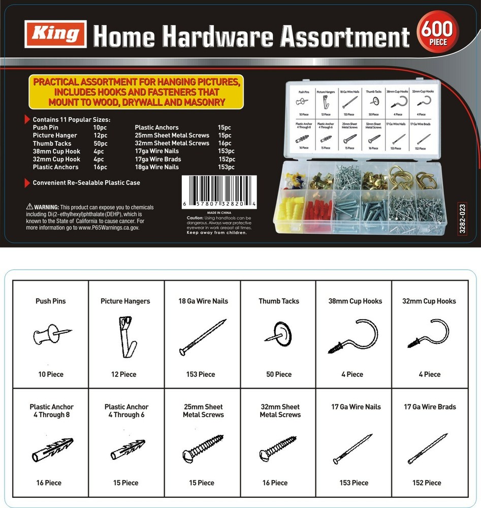 HOME HARDWARE ASSORTMENT 600PC