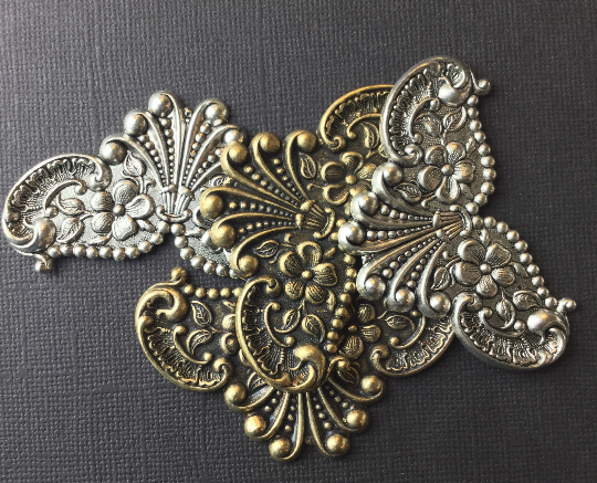 12843 Brass Oxidized Victorian Ornament Jewelry Finding