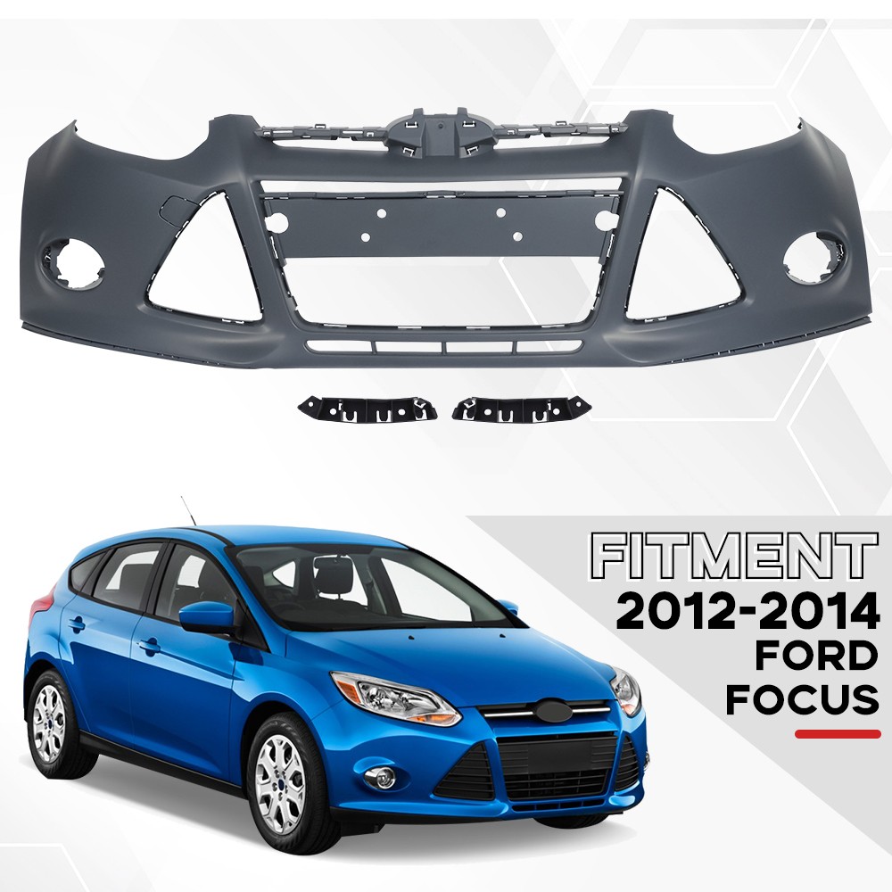 For Ford Focus 2012 2013 2014 Front Bumper Cover Assembly Kit W/ Bracket Primed