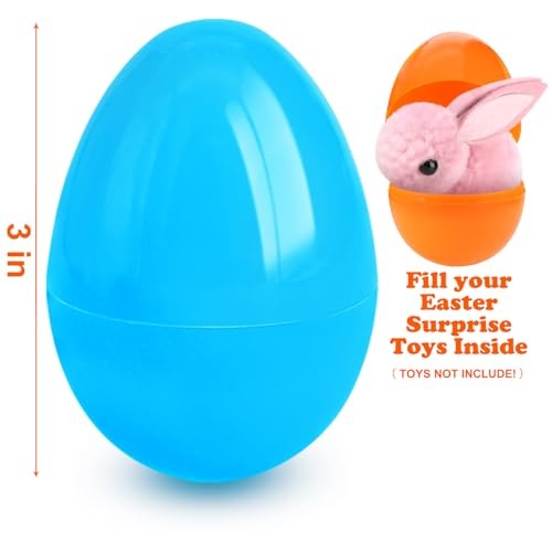 [6 Surprise Golden Eggs] Large Easter Eggs, Empty Easter Eggs 50 Pack 3 Inch