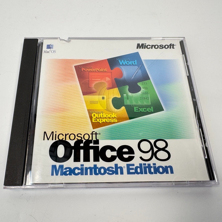 Microsoft Office 98 Macintosh Edition CD-ROM with CD Key Vintage Mac Software