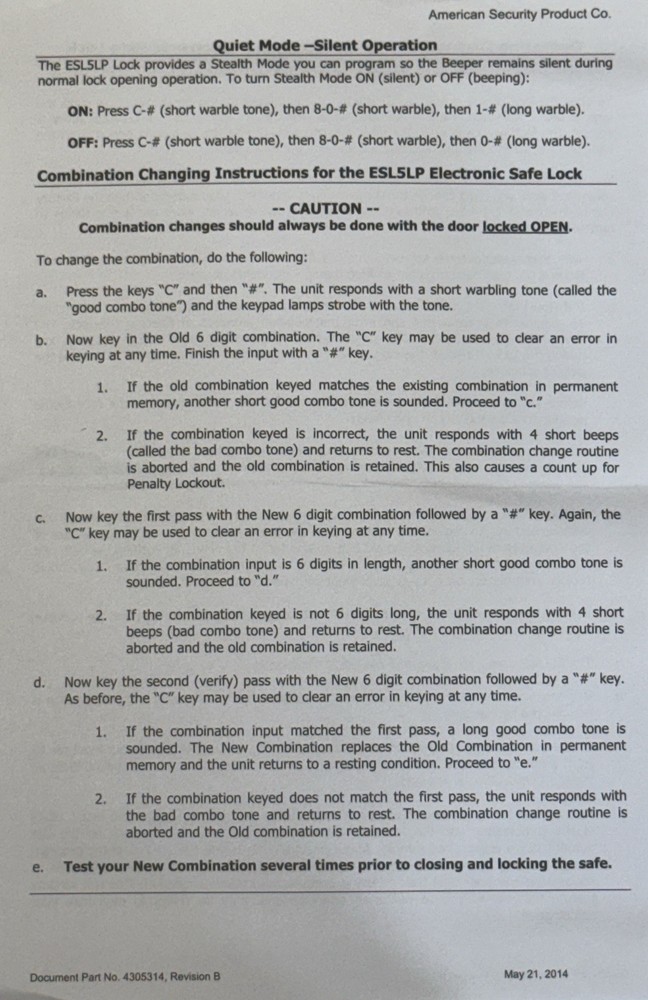 Amsec - ESL5 - Illuminated Electronic Pivot Safe Lock Kit (Dial & Lock) - Chrome