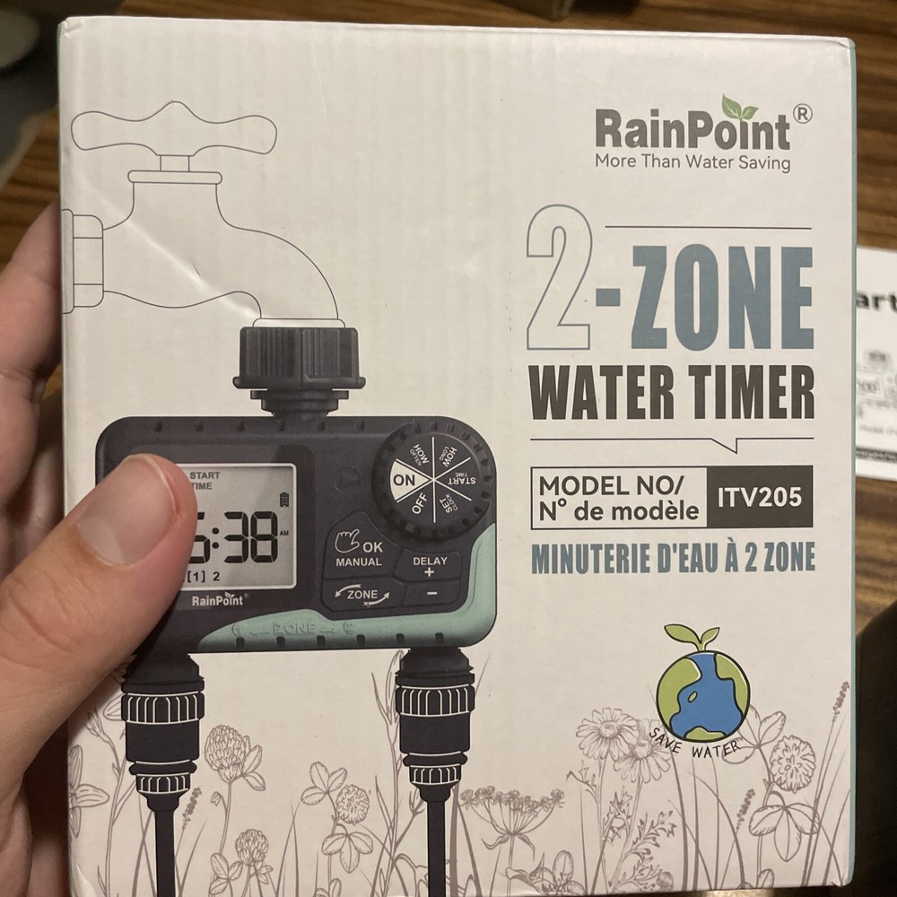 RainPoint 2 Zone Digital Water Timer Model ITV205 new open box