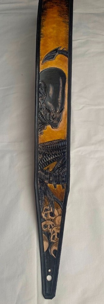 ALIEN Theme  - original handcrafted leather guitar strap