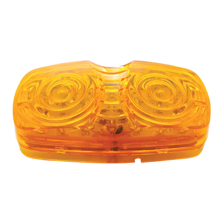 16 LED Rectangular Clearance/Marker Light W/ 2 Wires - Amber LED/Amber Lens