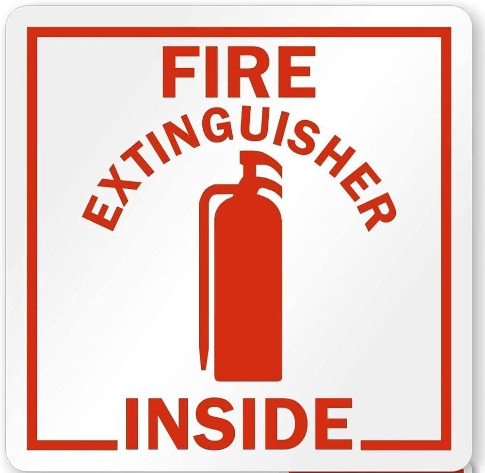 ✅Fire Extinguisher Inside Label | 2.75" x 2.75" Square Engineer Grade Reflective