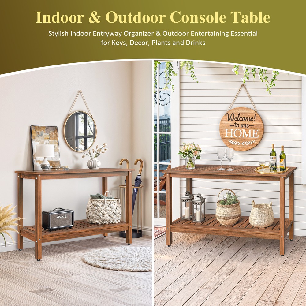 48" Console Table with Shelves Entry Way Table with Open Storage Easy Assembly