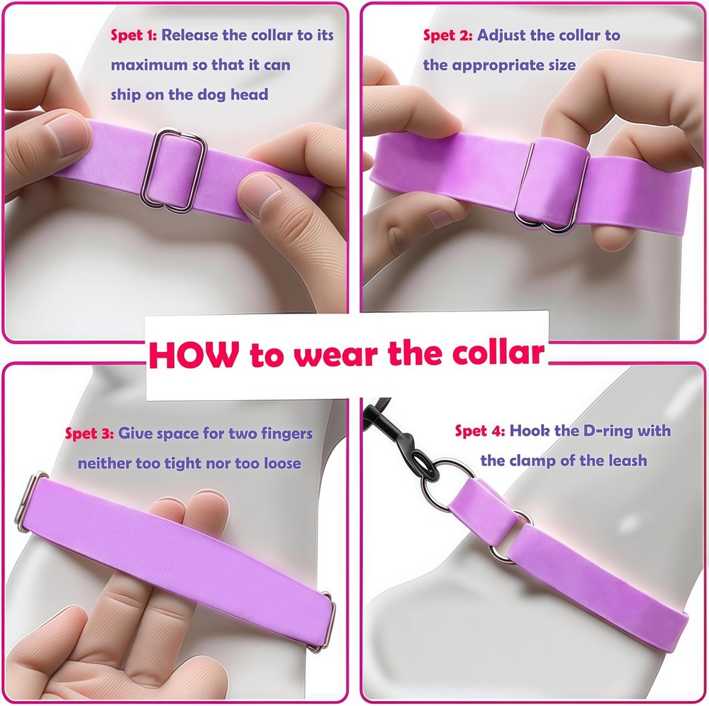 Martingale Dog Collar, Adjustable Soft No Pull Training Collar with No Buckle...