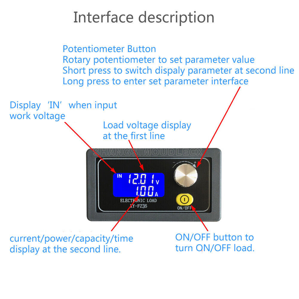 Electronic Load Constant Current Module Battery Discharge Capacity Tester NEW-