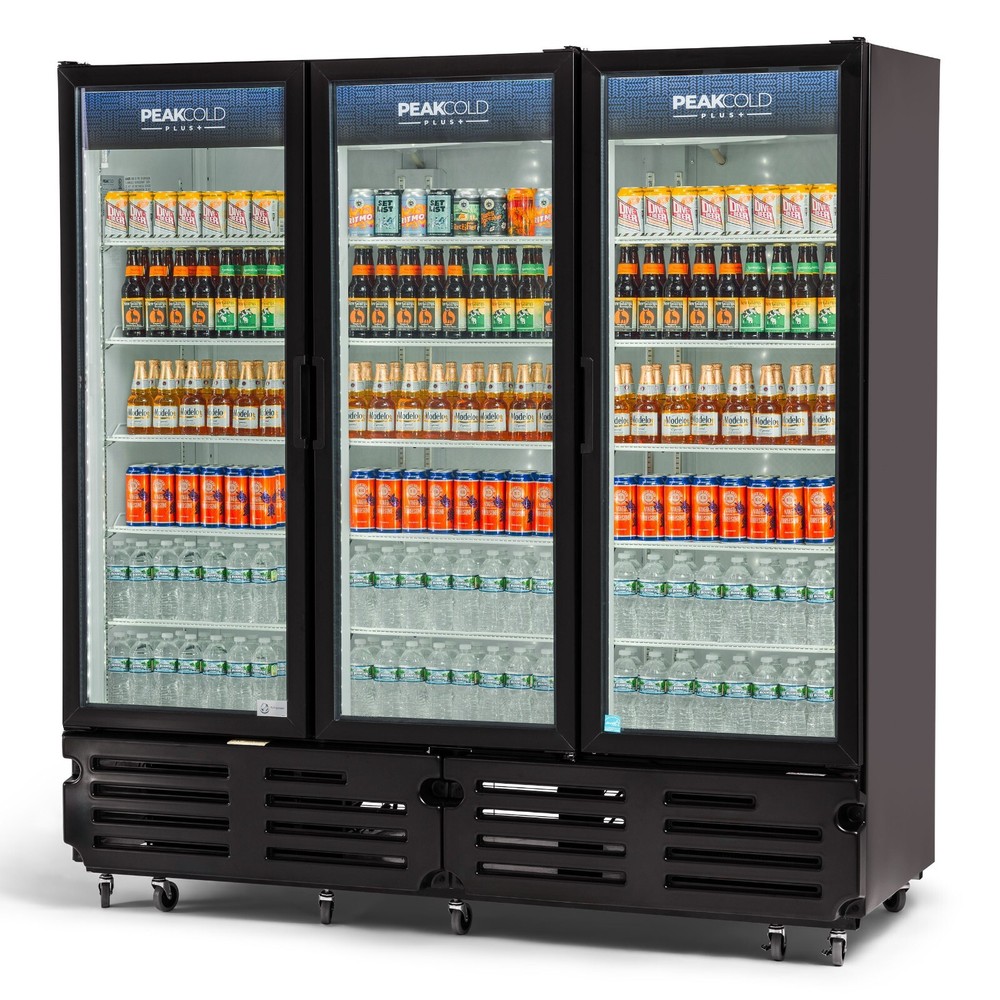 PeakCold Plus 3 Door Display Cooler - 72 Cu. Ft.