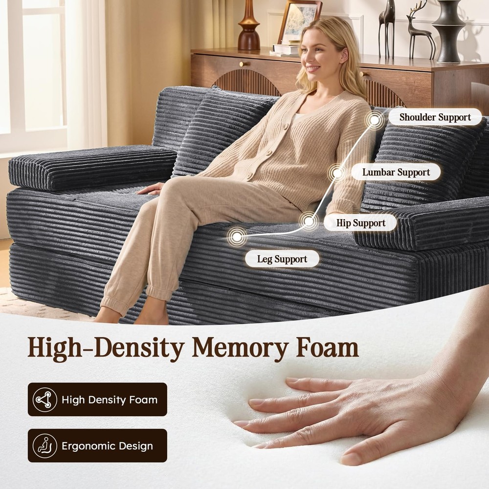 78.7IN Folding Sofa Bed - Convertible Sleeper Sofa Couch with Removable Pillo...