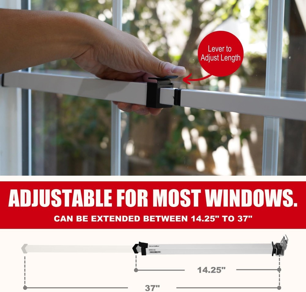 Extendable (14.25" to 37") Security Bars for Windows - White