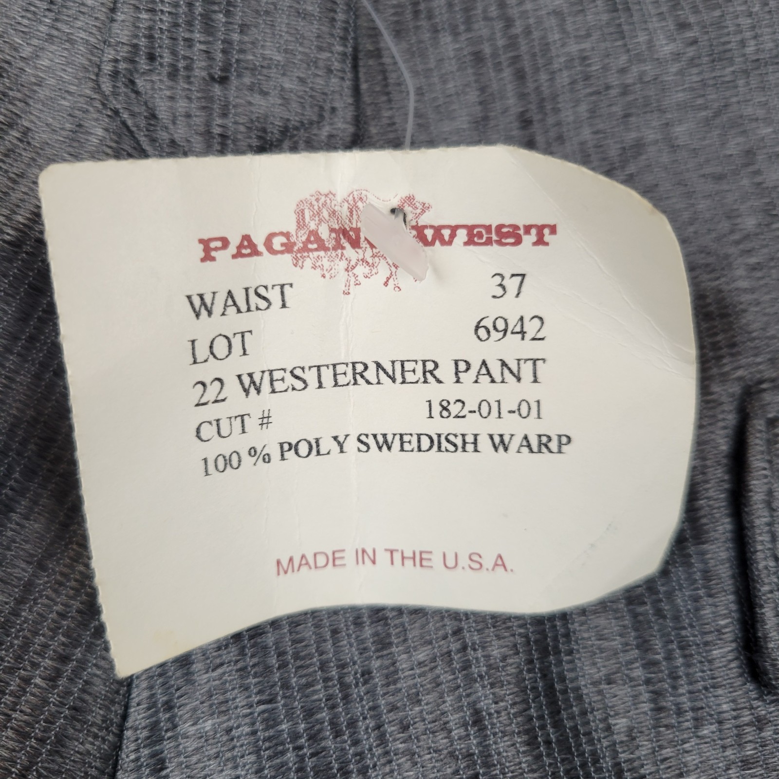 Vintage Pagano West Dress Pants Mens 37 Gray Westerner Swedish Wrap Unhemmed NWT
