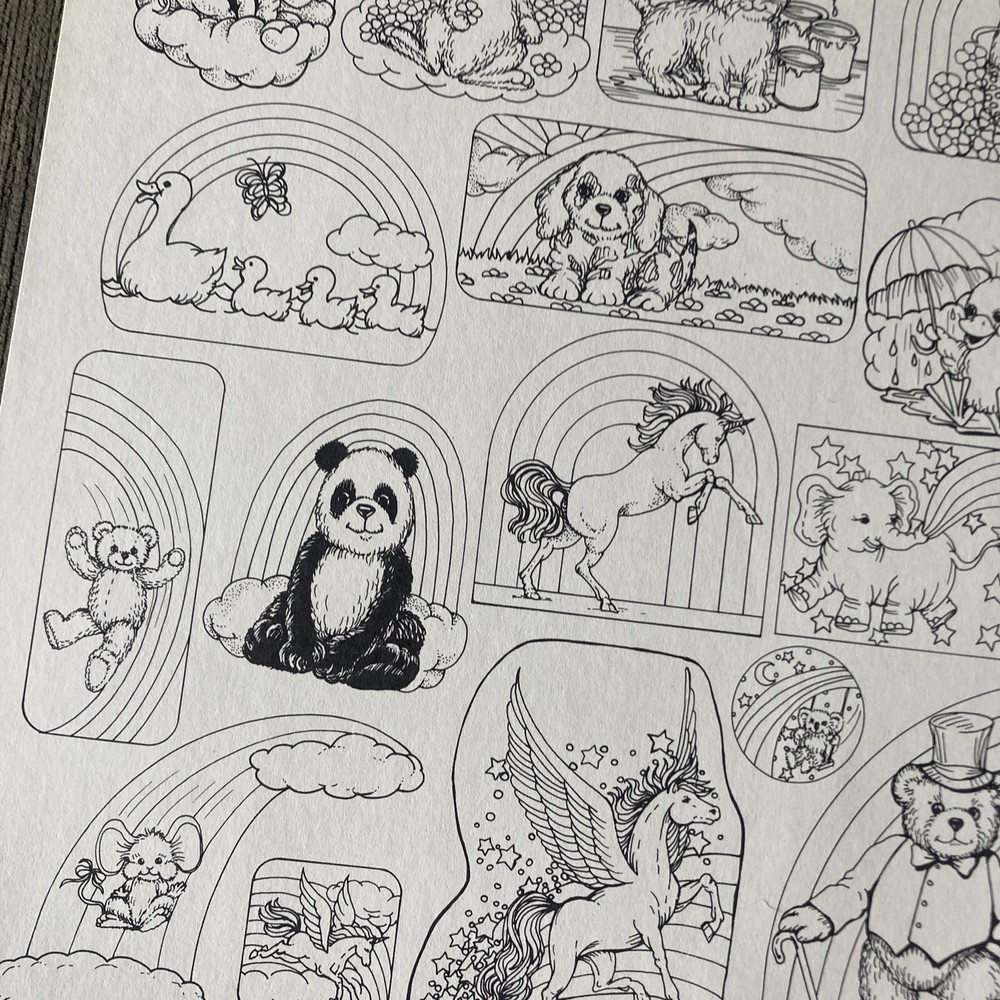 Vintage 1983 AA Graphics Creative Stickers Sheets- “Magic Horses” - Rainbow Anim