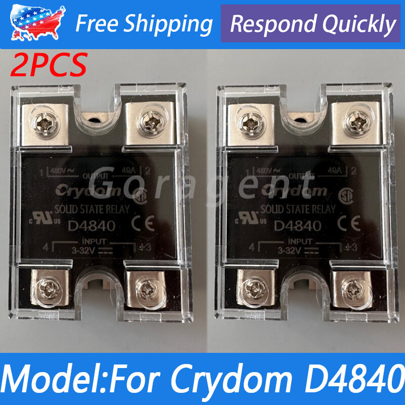 2PCS For Crydom D4840 SSR Solid State Relay Output 480VAC 40A Input 3-32VDC US