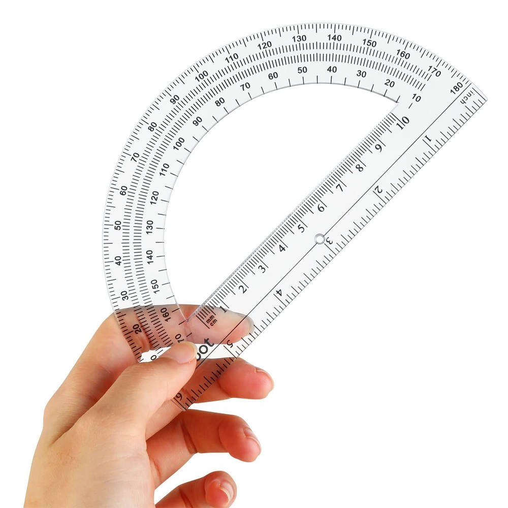 EBOOT 24 Pack Plastic Protractors Math Protractor 180 Degrees 6 Inch Clear