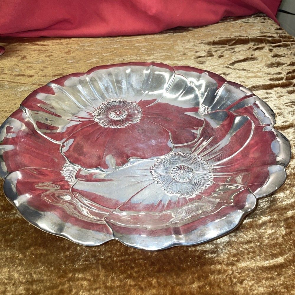 Wallace Silver Plated 13”poppy Pattern Platter