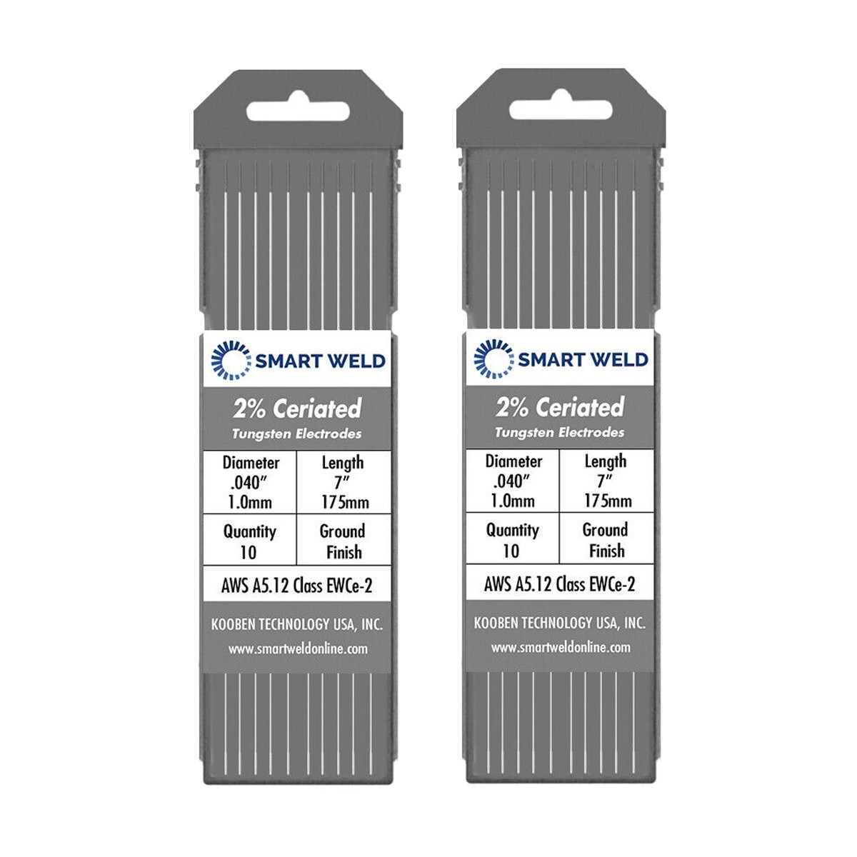 Grey TIG Welding Tungsten Electrode .040" (20 pack, WC20, 2% Ceriated)