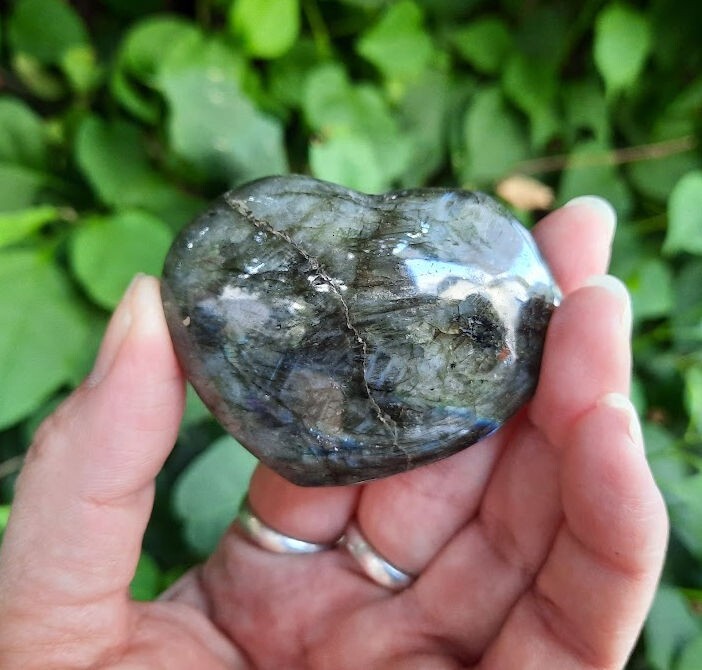 Labradorite Heart, Transformation, Higher Realm Connection, Full Potential