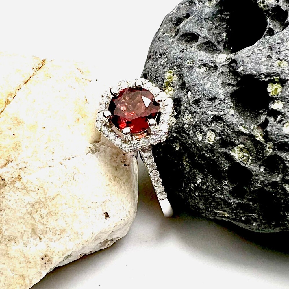 Handmade Victorian Style Natural Garnet Ring Solid Sterling Silver 925