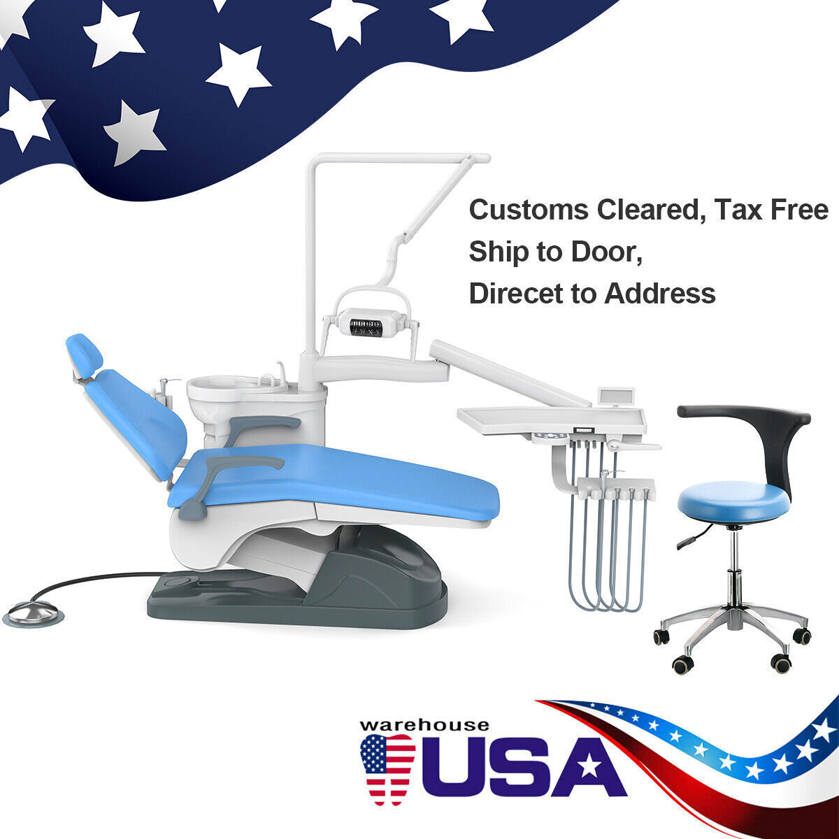 Dental Unit Chair Computer Controlled DC Motor PU Hard Leather Doctor 's Stool