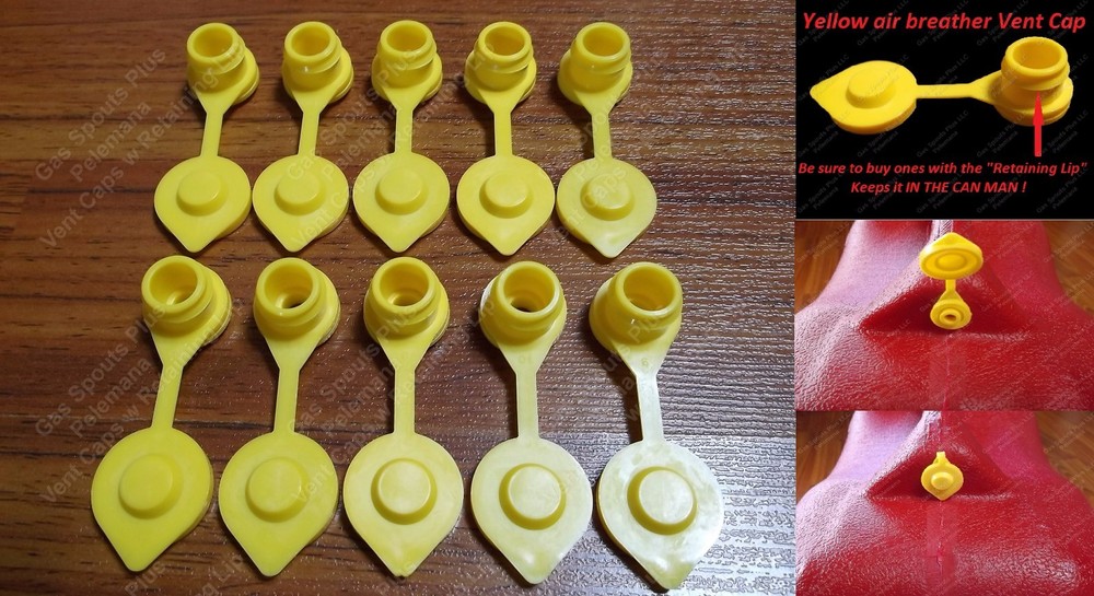 10 New Yellow VENT CAPS Gas Fuel Can Midwest Blitz Scepter Ameri-can HEAVY DUTY