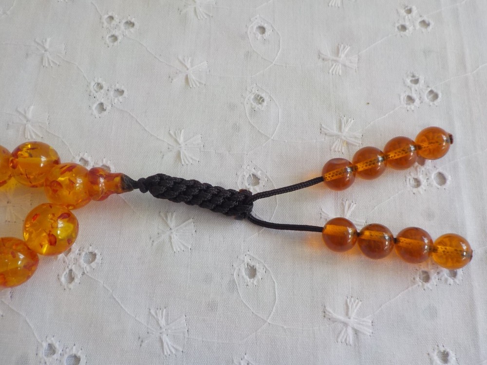 Faux Plastic Amber Bead Long Prayer Beads Confetti