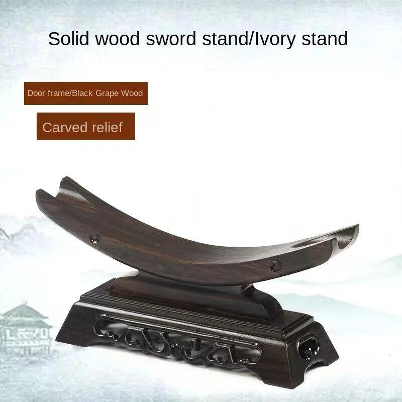 Wood Sword Stand Solid Display Katana Holder Crescent Shape for General