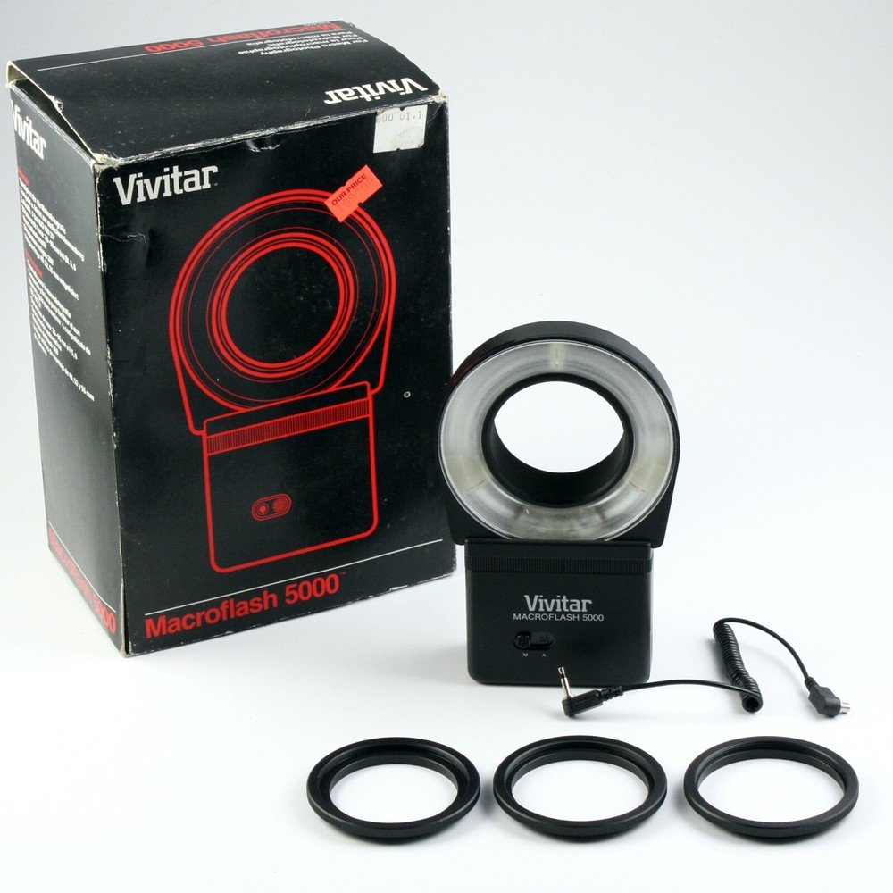 Vivitar - Macroflash 5000 + Adapter Rings + Sync Connector - Tested!