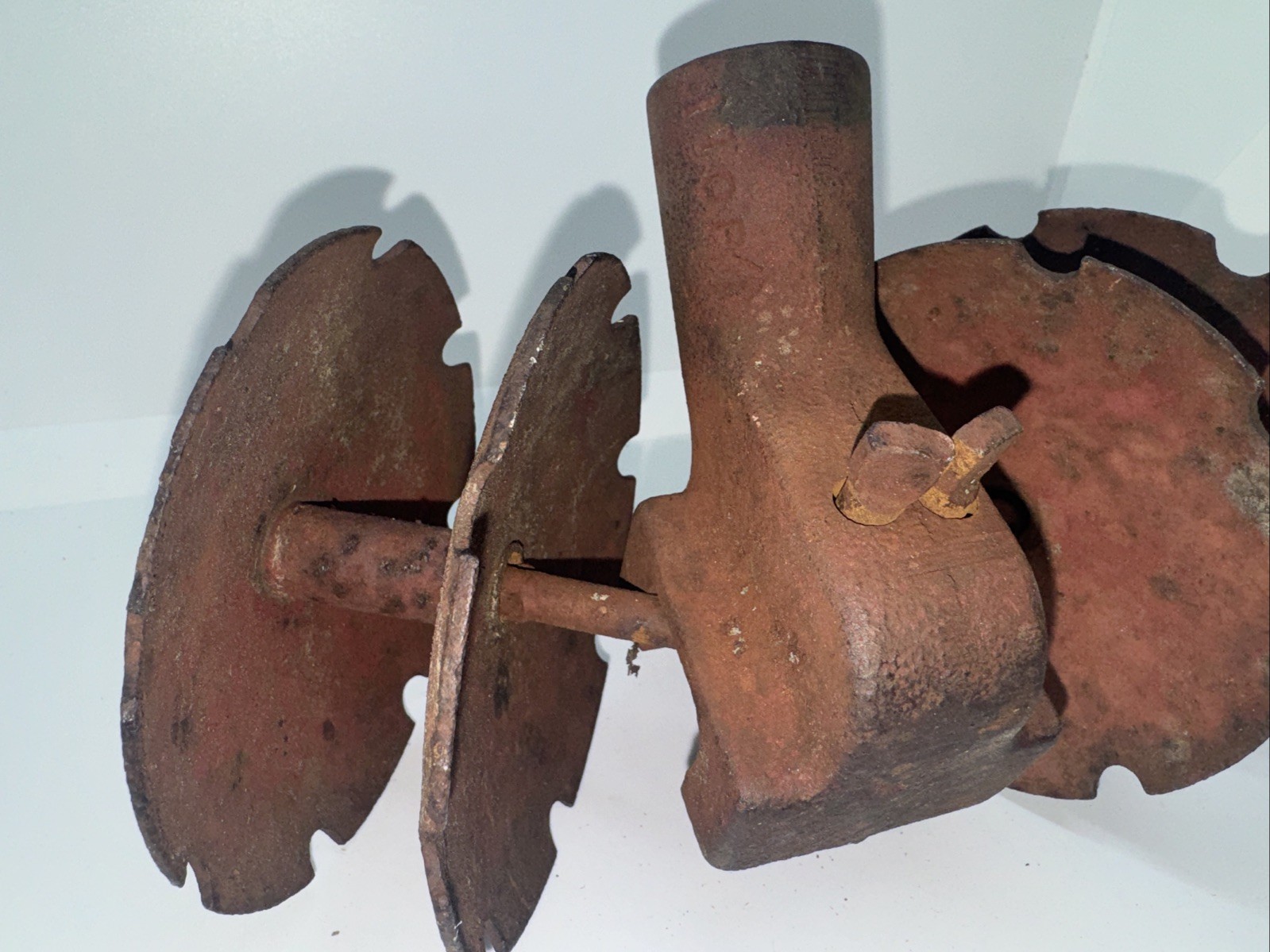 Vintage Cast Iron 4-Disc Garden Harrow Cultivator Attachment - Rustic Farm Tool