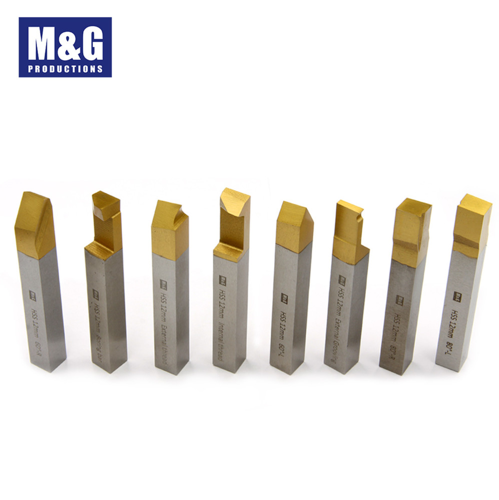 8pcs Solid HSS Tool Turning Set TiN Coated