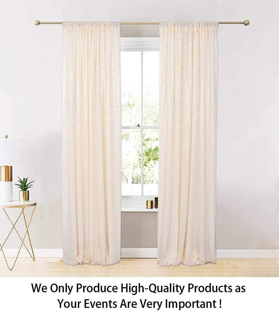 Sequin Curtains 2 Panels Ivory 2FTX7FT - Glitter Backdrop Drapes 2 Packs for ...