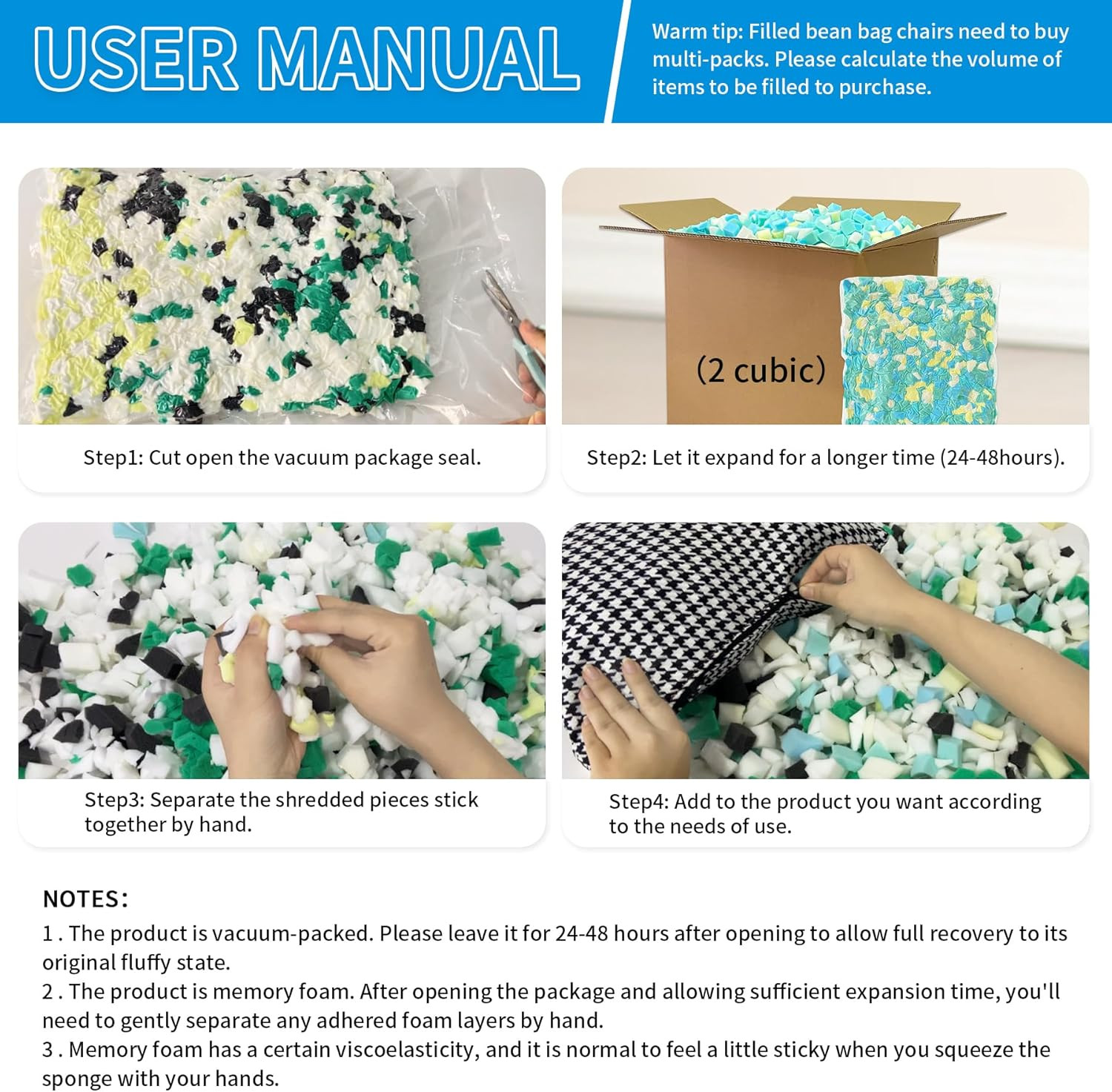 Shredded Memory Foam Filling 10Lbs for Bean Bag Filler, Pillow Stuffing Cushion