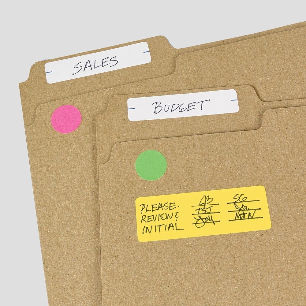 Color-Coding Removable Labels,1"X 3",Assorted Neon Colors, Non-Printable,72 Blan