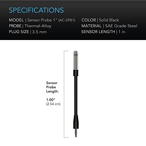 AC Infinity Controller Sensor Probe, Stainless Steel 1" Waterproof Temperature H