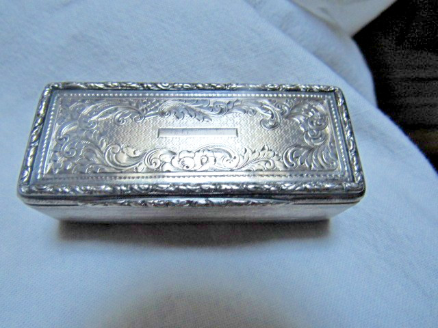 Antique Silver Snuff Box Embossed/Engraved 3”