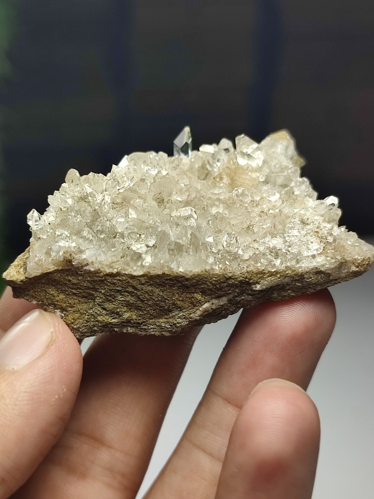 Diamond Quartz Crystals On Matrix, Having Good Luster & Nice Growth.