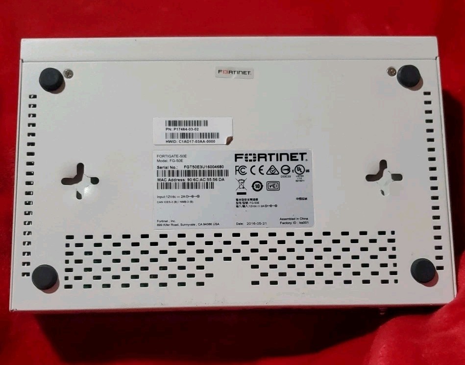 Fortinet Fortigate-50E Network Security Firewall Initialized FG-50E NO POWER CAB