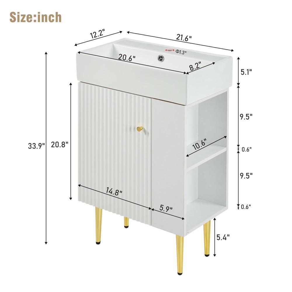 21.6" Bathroom vanity,Combo Cabinet,Bathroom Storage Cabinet wRight Side Storage