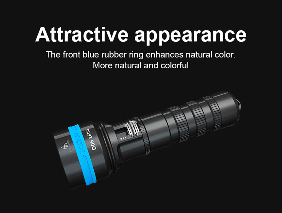 XTAR D06 1600 LED Force Beam Scuba Diving Flashlight Torch