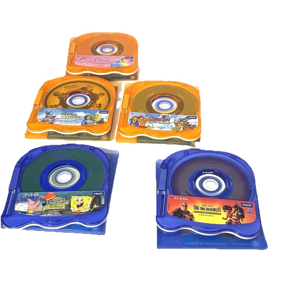 Vintage Y2K VTech V Flash Expansion Bundle 7 Games 2 Controllers & AV Cable