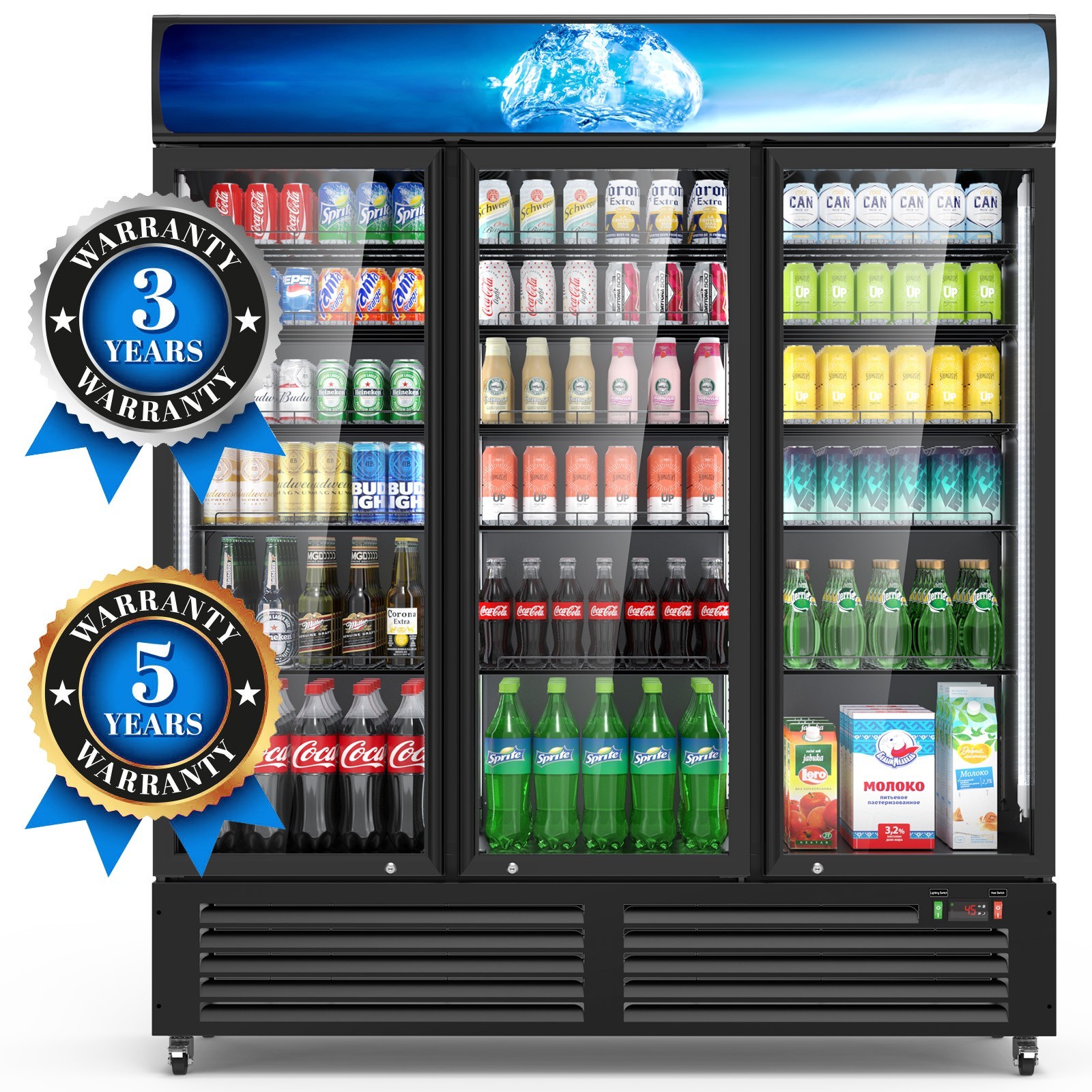 Commercial Merchandiser Refrigerator 56 CU.FT Glass Doors Beverage Refrigerators